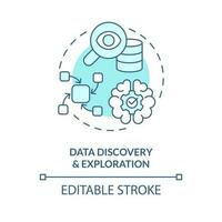 gegevens ontdekking en exploratie turkoois concept icoon. analyses. gegevens meer abstract idee dun lijn illustratie. geïsoleerd schets tekening. bewerkbare beroerte vector