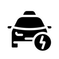 taxi en bliksem zwart glyph ui icoon. waarschuwing van potentieel Gevaar. gebruiker koppel ontwerp. silhouet symbool Aan wit ruimte. solide pictogram voor web, mobiel. geïsoleerd vector illustratie