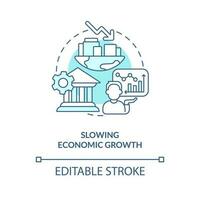 vertragen economisch groei turkoois concept icoon. financieel problemen. voorraad markt neiging abstract idee dun lijn illustratie. geïsoleerd schets tekening. bewerkbare beroerte vector