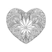 bloem met kader in vorm van hart. decoratie in etnisch oosters vector