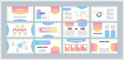 bedrijf plan presentatie Sjablonen set. markt Onderzoek. financieel projectie. gegevens analyse. klaar gemaakt ppt dia's Aan wit achtergrond. grafisch ontwerp vector