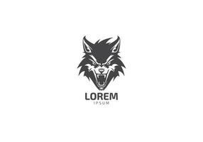 zwart hoofd boos wolf logo ontwerp inspiratie. gespannen ontwerp hoofd van agressief wolf, modern professioneel wolf logo vector