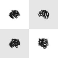 een reeks van zwart panter illustraties logo ontwerpen, t-shirts, emblemen, insignes, ontwerpen vector
