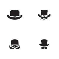 zwart en wit hoed silhouet reeks 4 element. hipster themed vector illustratie voor geschenk kaart certificaat sticker, insigne, teken, stempel, logo, label, icoon, poster, lapje, banier uitnodiging