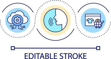 stem assistent naar controle digitaal apparaten lus concept icoon. gegevens opslag. online bestellingen abstract idee dun lijn illustratie. geïsoleerd schets tekening. bewerkbare beroerte vector