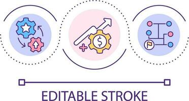 technologie integratie naar toenemen winst lus concept icoon. online bedrijf succes. digitalisering abstract idee dun lijn illustratie. geïsoleerd schets tekening. bewerkbare beroerte vector