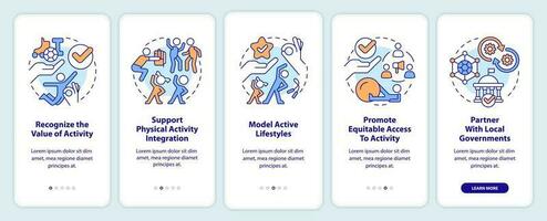 activiteiten voor leerling mentaal Gezondheid onboarding mobiel app scherm. walkthrough 5 stappen bewerkbare grafisch instructies met lineair concepten. ui, ux, gui sjabloon vector