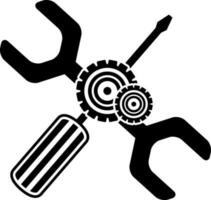 bedrijf symbool met schroevedraaier en moersleutel. vector