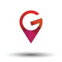 reizen agentschap logo met g pin icoon vector illustratie