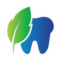tand logo tandheelkundig zorg met groen blad vector illustratie