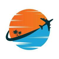 reizen agentschap logo met zee en zon vector illustratie
