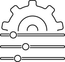 instelling symbool met tandrad en schuif bars. vector