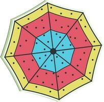 top visie van kleurrijk paraplu Aan wit achtergrond. vector