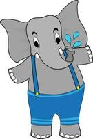 schattig olifant tekenfilm met modieus kleding in vlak stijl. vector