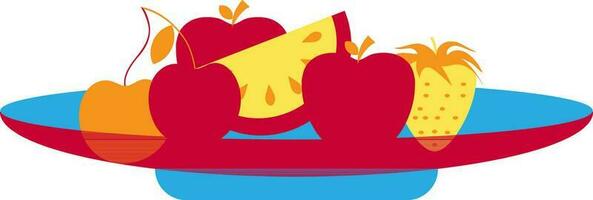 appels, watermeloen, aardbei en druiven Aan palet. vector