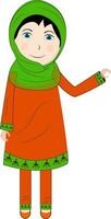 tekenfilm karakter van moslim meisje vervelend pak. vector