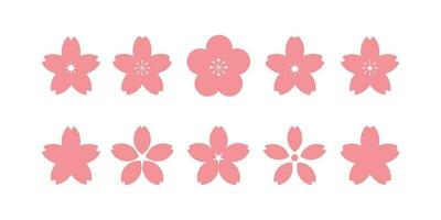 reeks van roze sakura bloem vector geïsoleerd