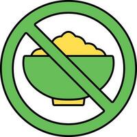 Nee voedsel icoon of symbool in groen en geel kleur. vector