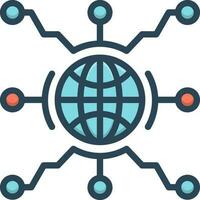 kleur icoon voor globaal netwerken vector