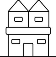 gebouw of huis icoon in zwart lijn kunst. vector