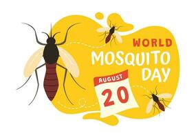 wereld mug dag vector illustratie Aan 20 augustus met mug kan oorzaak dengue koorts en malaria in vlak tekenfilm hand- getrokken achtergrond Sjablonen