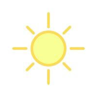 zon icoon in vlak. zonnig geel. vector illustratie