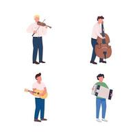 orkest muzikanten egale kleur vector gezichtsloze tekenset