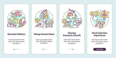 voorraad markt trends onboarding mobiel app scherm. neigingen walkthrough 4 stappen bewerkbare grafisch instructies met lineair concepten. ui, ux, gui sjabloon vector