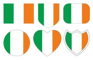 Ierland vlag in ontwerp vorm set. vlag van Ierland in ontwerp vorm set. vector