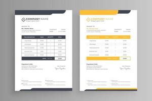 eenvoudig geel factuurontwerp vector