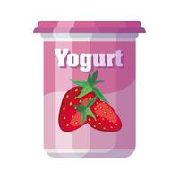 heerlijk yoghurtpotproduct met aardbeiensmaak vector