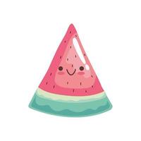 schattige watermeloen sticker kawaii karakter pictogram vector