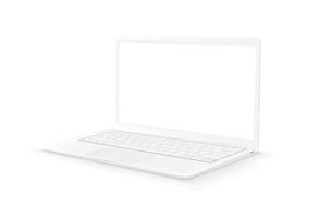 witte laptop met leeg scherm op witte achtergrond vector