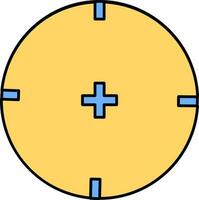 geel en blauw kleur doelwit teken of symbool. vector