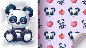 schattig teddy panda naadloos patroon vector