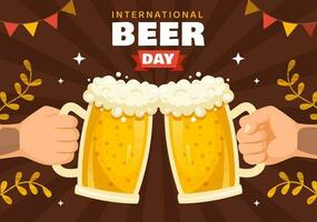 Internationale bier dag vector illustratie met proost bieren viering in vlak tekenfilm hand- getrokken landen bladzijde achtergrond Sjablonen