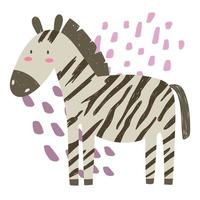 zebra jungle dierlijk wild cartoon hand getrokken stijl vector