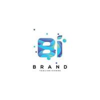 eerste brief bi logo ontwerp met kleurrijk stijl kunst vector