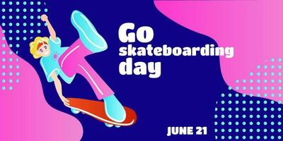 Gaan skateboarden dag. poster ontwerp illustratie. vector illustratie. vlak stijl.