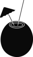 paraplu met rietje in kokosnoot. vector