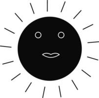 karakter van zwart zon Aan wit achtergrond. vector