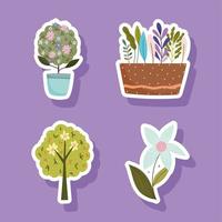 lente potplant bloemen boom tuindecoratie set vector