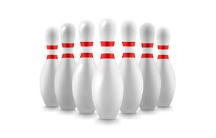 wit biljart kegelen Aan bowling vallei. 3d vector clip art geïsoleerd Aan wit achtergrond