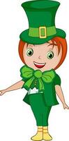 tekenfilm karakter van een elf van Ierse folklore meisje. vector