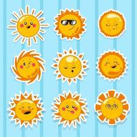 gelukkig schattig gezicht zon emoticon vector