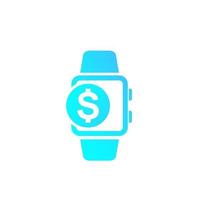 betaling met slimme horloge vector pictogram op wit