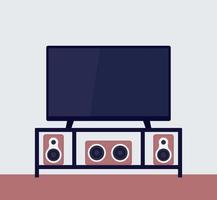 tv op de standaard met audiosysteem vectorillustratie vector