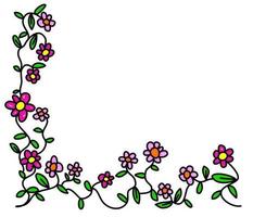 doodle daisy bloem hoekrand vector