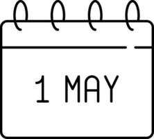 1 mei maand kalender icoon in dun lijn kunst. vector