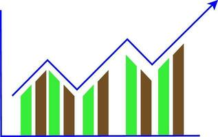 groen en bruin groei diagram met blauw pijl. vector